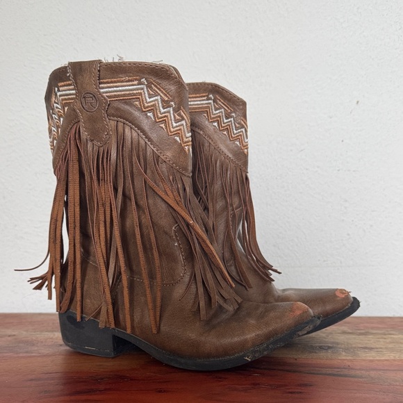 Roper Girls Brown Fringe Tassel Western Cowgirl Boots Little Kids 12 - Picture 8 of 9
